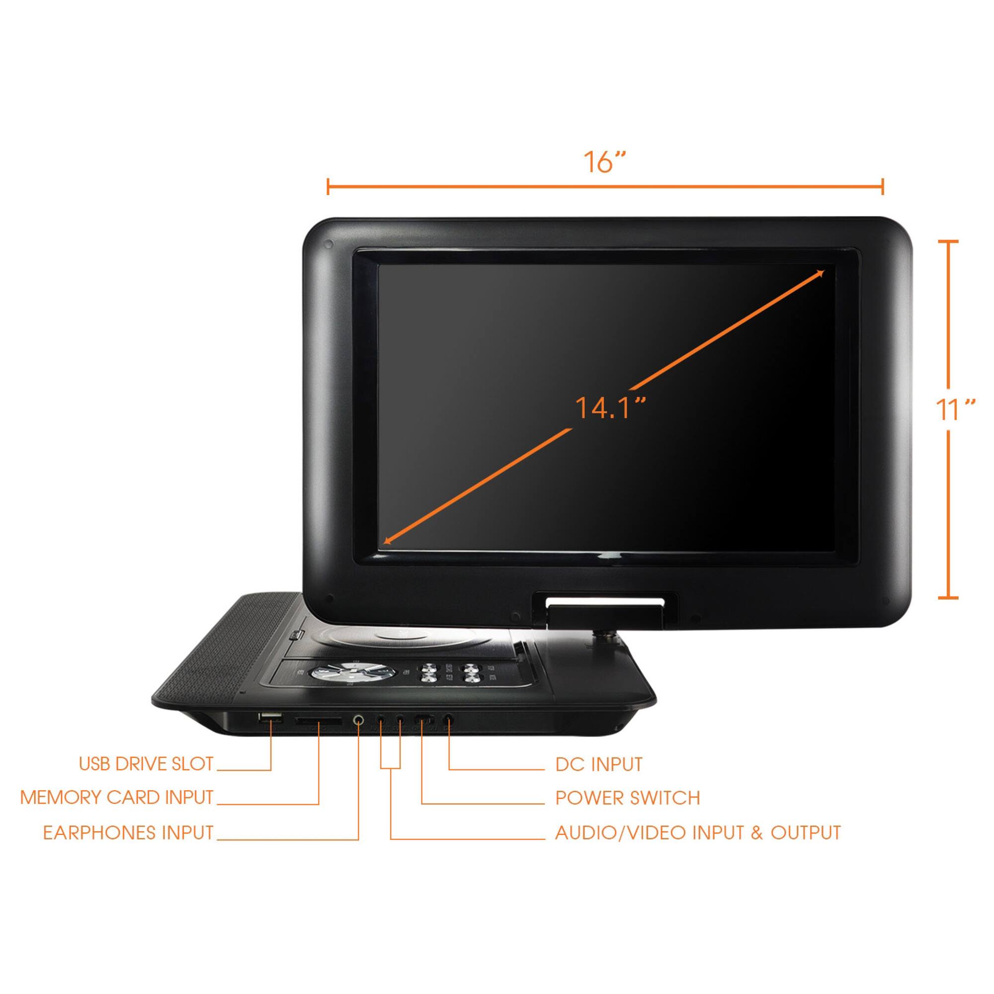 Trexonic 14.1" Portable DVD Player with Swivel LCD Screen
